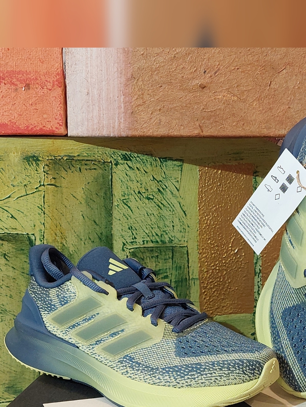 adidas Men's Blue and Light Green Running Shoes - Picture 1 of 8